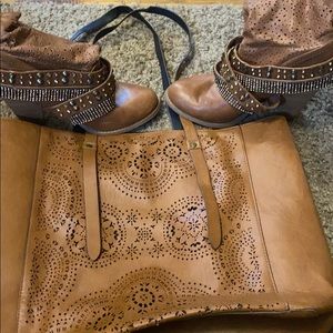 Not Rated brown booties / purse combo